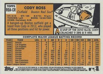 2012 Topps Heritage - Real One Autographs #ROA-CR Cody Ross Back