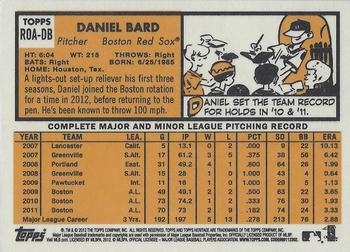 2012 Topps Heritage - Real One Autographs #ROA-DB Daniel Bard Back