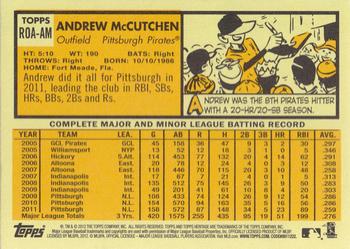 2012 Topps Heritage - Real One Autographs Red Ink #ROA-AM Andrew McCutchen Back