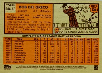 2012 Topps Heritage - Real One Autographs Red Ink #ROA-BD Bobby Del Greco Back