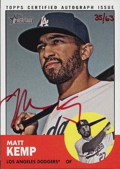 2012 Topps Heritage - Real One Autographs Red Ink #ROA-MK Matt Kemp Front