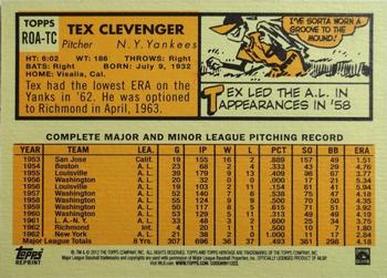 2012 Topps Heritage - Real One Autographs Red Ink #ROA-TC Tex Clevenger Back