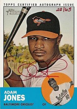 2012 Topps Heritage - Real One Autographs Red Ink #ROA-AJ Adam Jones Front