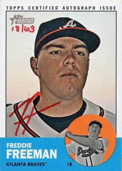 2012 Topps Heritage - Real One Autographs Red Ink #ROA-FF Freddie Freeman Front