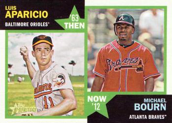 2012 Topps Heritage - Then and Now #TN-AB Luis Aparicio / Michael Bourn Front