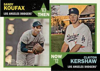 2012 Topps Heritage - Then and Now #TN-KK Sandy Koufax / Clayton Kershaw Front