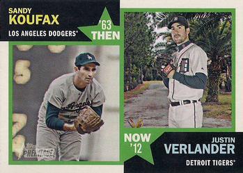 2012 Topps Heritage - Then and Now #TN-KV Sandy Koufax / Justin Verlander Front