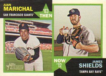 2012 Topps Heritage - Then and Now #TN-MS Juan Marichal / James Shields Front