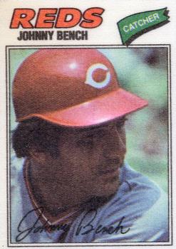 1977 Topps Cloth Stickers #3 Johnny Bench Front