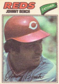 1977 Topps Cloth Stickers #3 Johnny Bench Front