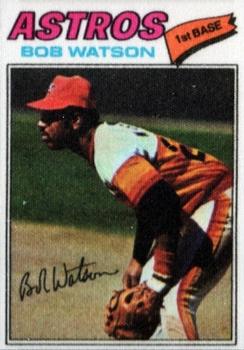 1977 Topps Cloth Stickers #51 Bob Watson Front