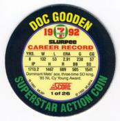 1992 Score 7-Eleven Superstar Action Coins #1 Doc Gooden Back