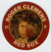 1992 Score 7-Eleven Superstar Action Coins #3 Roger Clemens Front