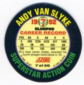 1992 Score 7-Eleven Superstar Action Coins #7 Andy Van Slyke Back