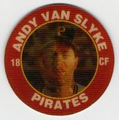 1992 Score 7-Eleven Superstar Action Coins #7 Andy Van Slyke Front