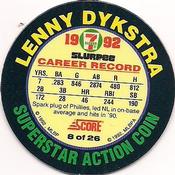 1992 Score 7-Eleven Superstar Action Coins #8 Lenny Dykstra Back