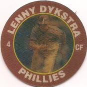 1992 Score 7-Eleven Superstar Action Coins #8 Lenny Dykstra Front