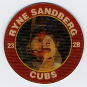 1992 Score 7-Eleven Superstar Action Coins #15 Ryne Sandberg Front