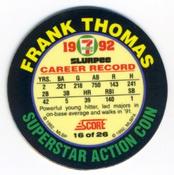 1992 Score 7-Eleven Superstar Action Coins #16 Frank Thomas Back