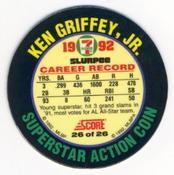 1992 Score 7-Eleven Superstar Action Coins #26 Ken Griffey, Jr. Back