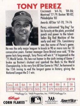 1992 Kellogg's Corn Flakes All-Stars #2 Tony Perez Back