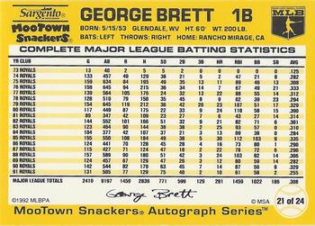 1992 MooTown Snackers #21 George Brett Back