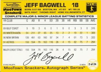 1992 MooTown Snackers #2 Jeff Bagwell Back