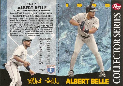 1995 Post Collector Series 3x5 #13 Albert Belle Front