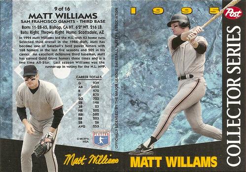 1995 Post Collector Series 3x5 #9 Matt Williams Front