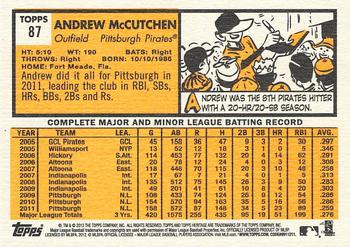 2012 Topps Heritage - Target Red Border #87 Andrew McCutchen Back