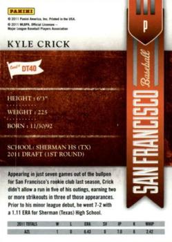 2011 Playoff Contenders - Draft Ticket #DT40 Kyle Crick Back