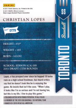 2011 Playoff Contenders - Draft Ticket #DT79 Christian Lopes Back