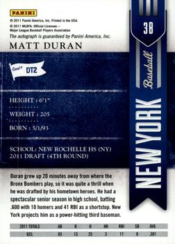 2011 Playoff Contenders - Draft Ticket Autographs #DT2 Matt Duran Back