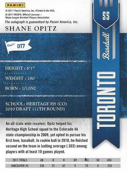 2011 Playoff Contenders - Draft Ticket Autographs #DT7 Shane Opitz Back