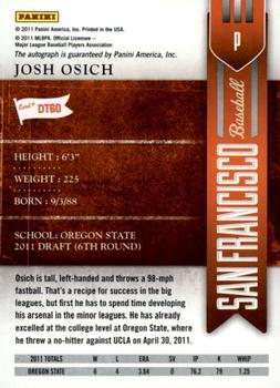 2011 Playoff Contenders - Draft Ticket Autographs #DT60 Josh Osich Back