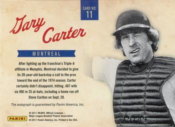 2011 Playoff Contenders - Legendary Debuts Autographs #11 Gary Carter Back