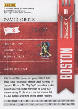 2011 Playoff Contenders - Playoff Ticket #3 David Ortiz Back