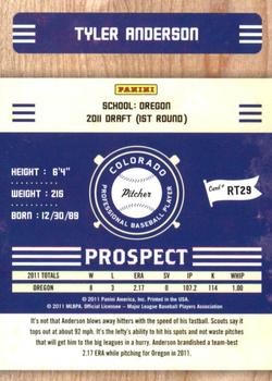 2011 Playoff Contenders - Prospect Ticket #RT29 Tyler Anderson Back