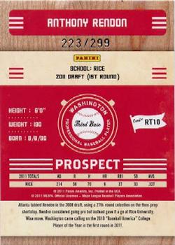 2011 Playoff Contenders - Prospect Ticket Crystal Collection #RT10 Anthony Rendon Back