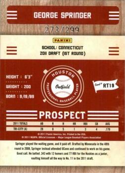 2011 Playoff Contenders - Prospect Ticket Crystal Collection #RT19 George Springer Back