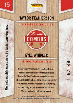 2011 Playoff Contenders - Winning Combos Autographs #15 Taylor Featherston / Kyle Winkler Back