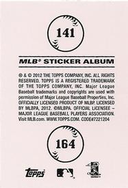 2012 Topps Stickers #141 / 164 Tigers / Cardinals Back