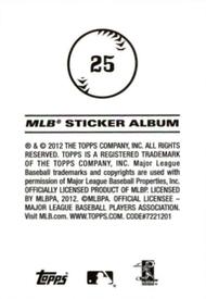2012 Topps Stickers #25 Mariano Rivera Back