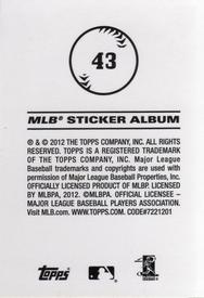 2012 Topps Stickers #43 J.P. Arencibia Back