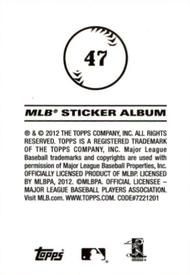 2012 Topps Stickers #47 Alex Rios Back