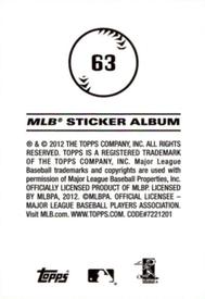 2012 Topps Stickers #63 Slider Back