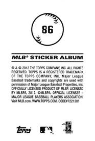 2012 Topps Stickers #86 Joe Mauer Back