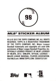 2012 Topps Stickers #98 Albert Pujols Back