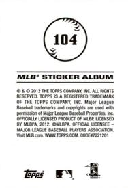 2012 Topps Stickers #104 Kurt Suzuki Back