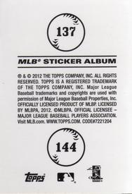2012 Topps Stickers #137 / 144 Orioles / Yankees Back